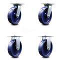 Service Caster 8 Inch Solid Poly Caster Set with Ball Bearings 2 Swivel 2 Rigid SCC-35S820-SPUB-2-R-2